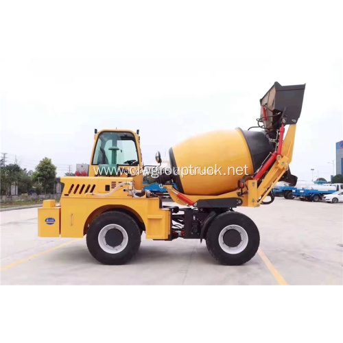 Self-feeding cement mixing engineering work vehicle